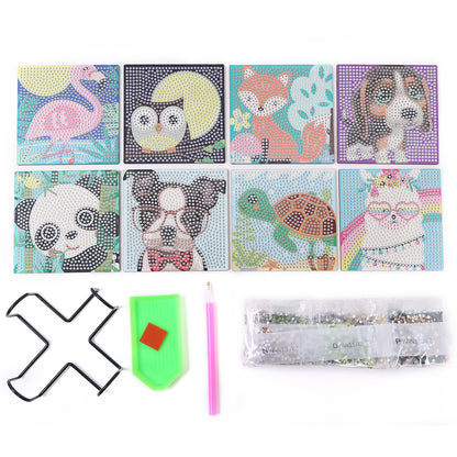 8 pcs set DIY Special Shaped Diamond Painting Coaster | Animals