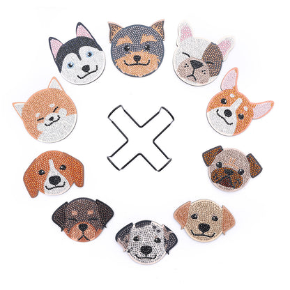 10 pcs set DIY Special Shaped Diamond Painting Coaster | Dogs