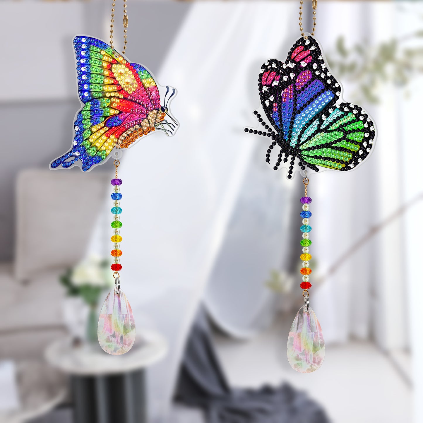 Diamond Painting Prisms Hanging Rainbow | Butterfly | Double Faced Diamonds 2pcs